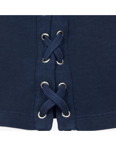 T-shirt avec laçage et sérigraphie bleu