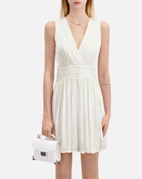 Robe courte tissu crinkle blanche