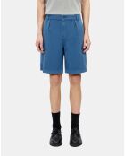 Short cargo en coton et lin bleu