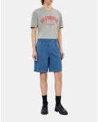 Short cargo en coton et lin bleu