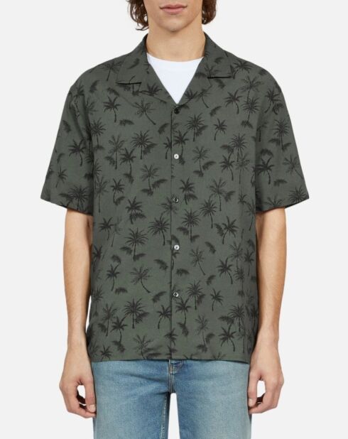 Chemise manches courtes avec palmiers kaki