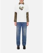 T-shirt avec sérigraphie cœur camo blanc