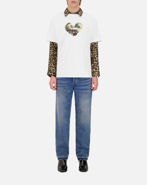 T-shirt avec sérigraphie cœur camo blanc