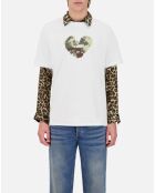 T-shirt avec sérigraphie cœur camo blanc