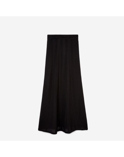 Jupe longue en maille ajourée noire