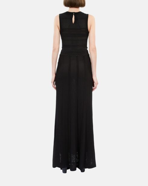 Jupe longue en maille ajourée noire