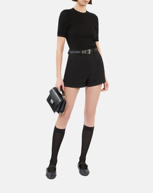 Pull en maille ajourée noir