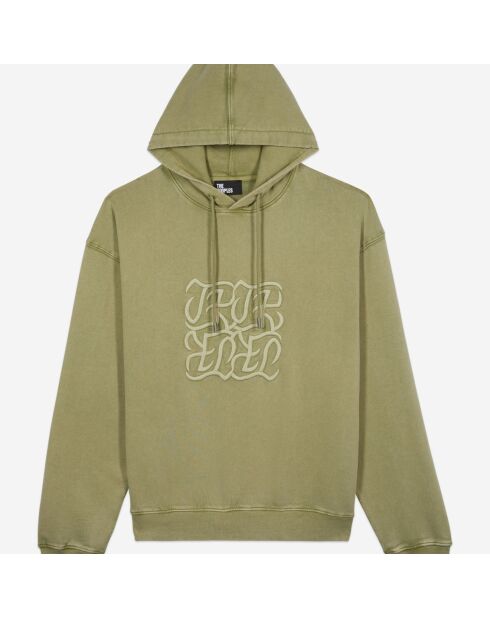Sweatshirt à capuche avec broderie logo vert