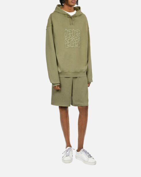 Sweatshirt à capuche avec broderie logo vert