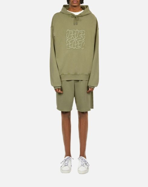 Sweatshirt à capuche avec broderie logo vert