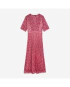 Robe longue plissée fleurie rose