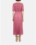 Robe longue plissée fleurie rose