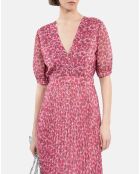 Robe longue plissée fleurie rose