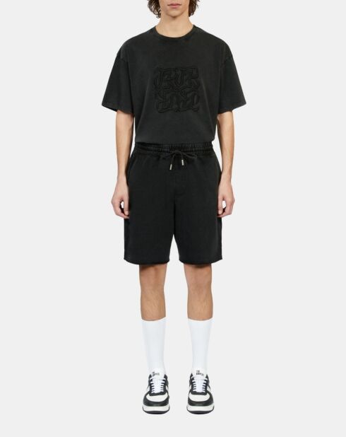 Short en coton noir délavé