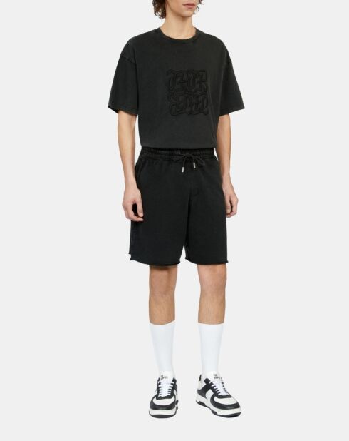 Short en coton noir délavé