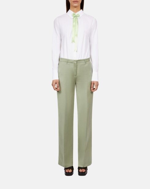 Pantalon tailleur en lin vert clair
