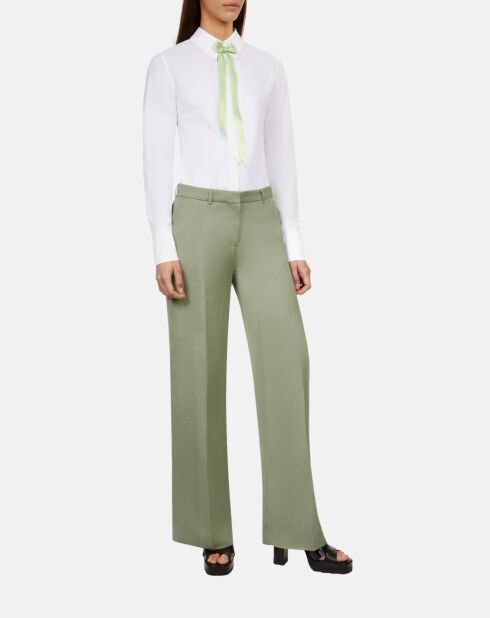 Pantalon tailleur en lin vert clair