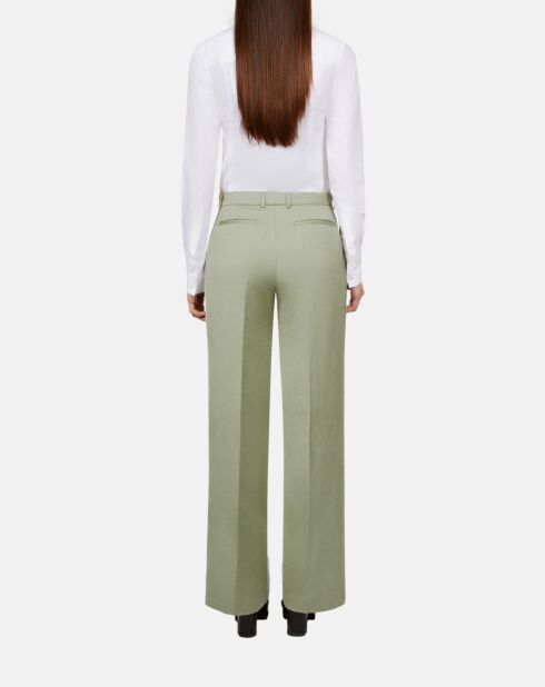 Pantalon tailleur en lin vert clair