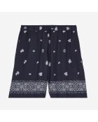 Short imprimé bleu marine et blanc