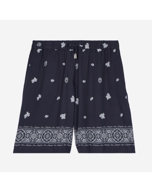 Short imprimé bleu marine et blanc