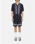 Short imprimé bleu marine et blanc