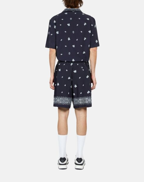 Short imprimé bleu marine et blanc