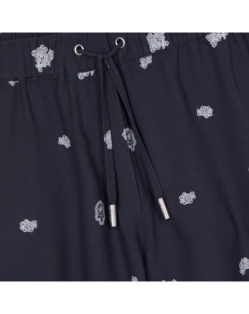 Short imprimé bleu marine et blanc