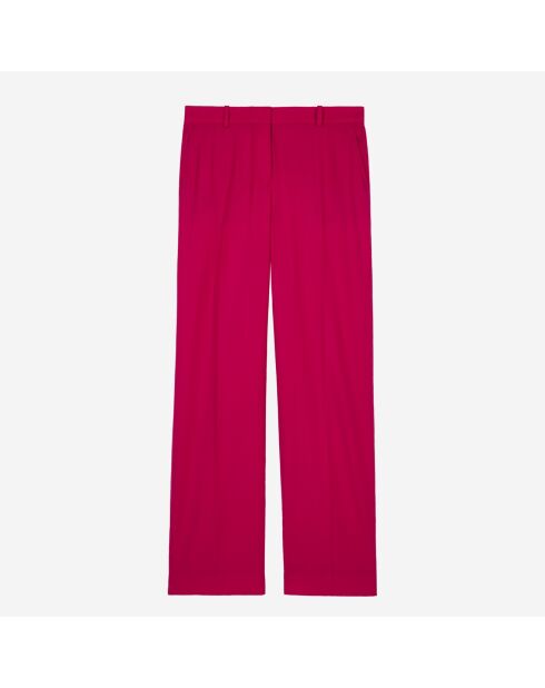 Pantalon tailleur en laine rouge cerise