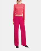 Pantalon tailleur en laine rouge cerise