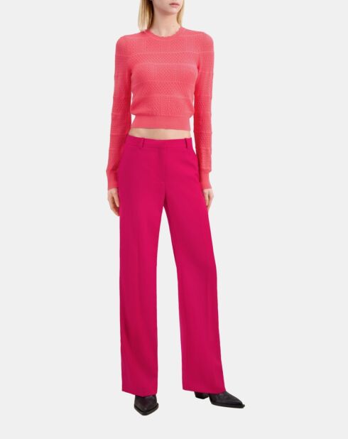 Pantalon tailleur en laine rouge cerise