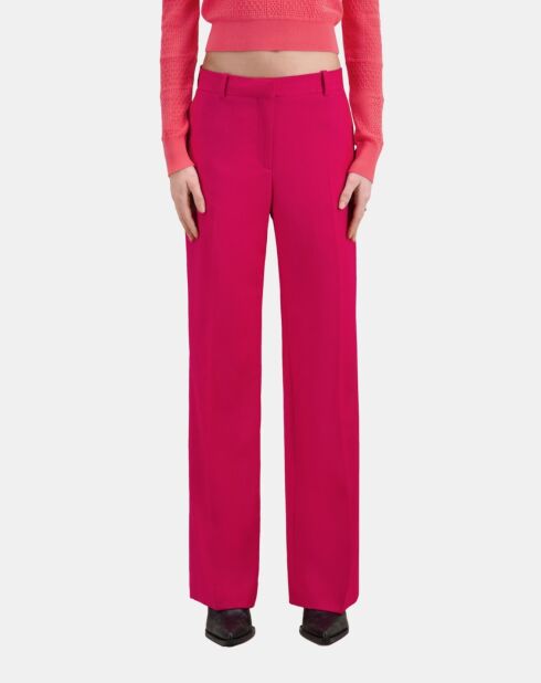 Pantalon tailleur en laine rouge cerise