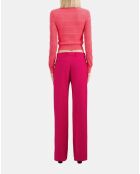 Pantalon tailleur en laine rouge cerise