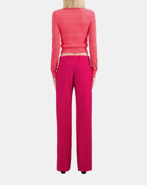 Pantalon tailleur en laine rouge cerise