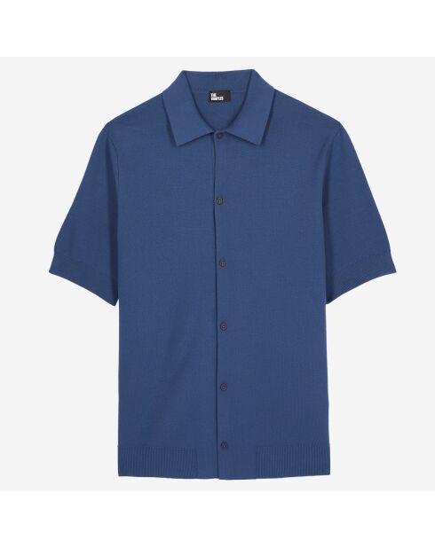 Chemise à manches courtes en maille bleu marine moyen
