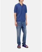 Chemise à manches courtes en maille bleu marine moyen