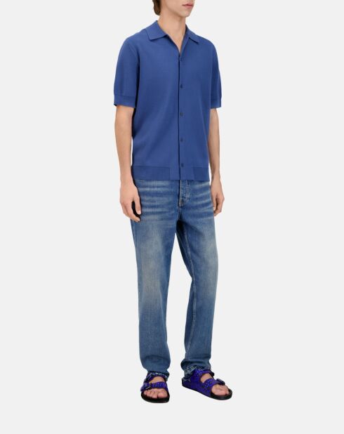 Chemise à manches courtes en maille bleu marine moyen