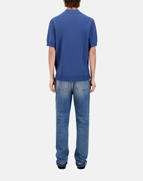 Chemise à manches courtes en maille bleu marine moyen