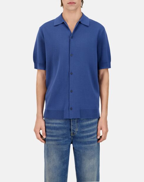Chemise à manches courtes en maille bleu marine moyen