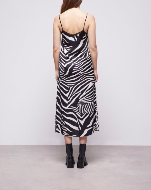 Robe longue imprimée noire et blanche