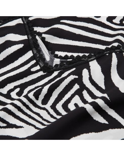 Robe longue imprimée noire et blanche