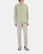 Chemise en coton et lin kaki gris