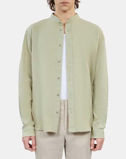 Chemise en coton et lin kaki gris