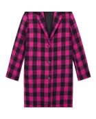 Manteau long à carreaux noirs et roses