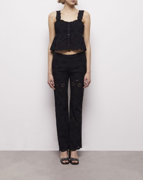 Pantalon en broderie Anglaise noir