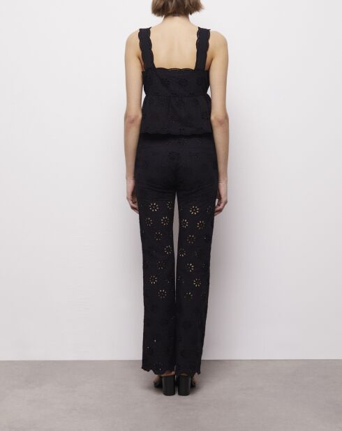 Pantalon en broderie Anglaise noir