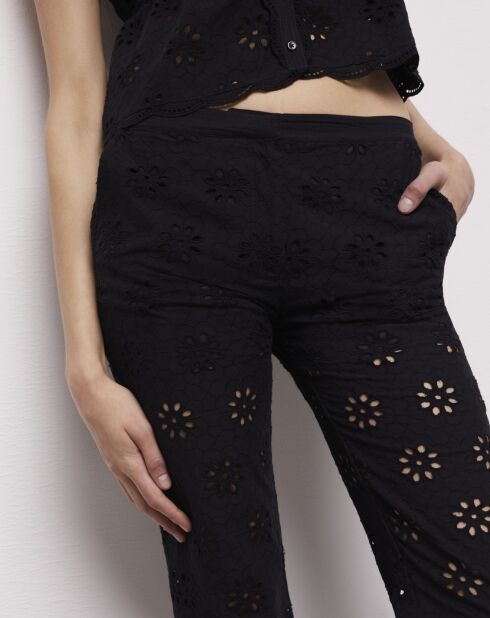 Pantalon en broderie Anglaise noir