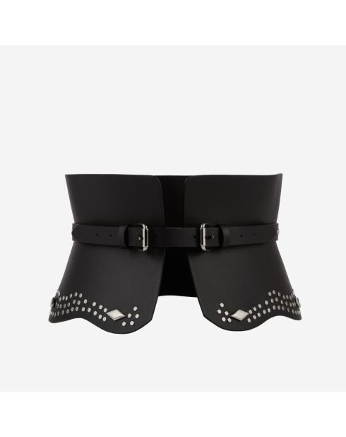 Ceinture corset en cuir avec clous noire