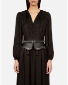 Ceinture corset en cuir avec clous noire