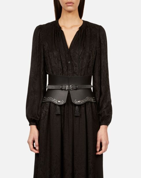 Ceinture corset en cuir avec clous noire