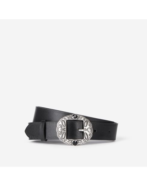 Ceinture en cuir avec pièces métalliques noire